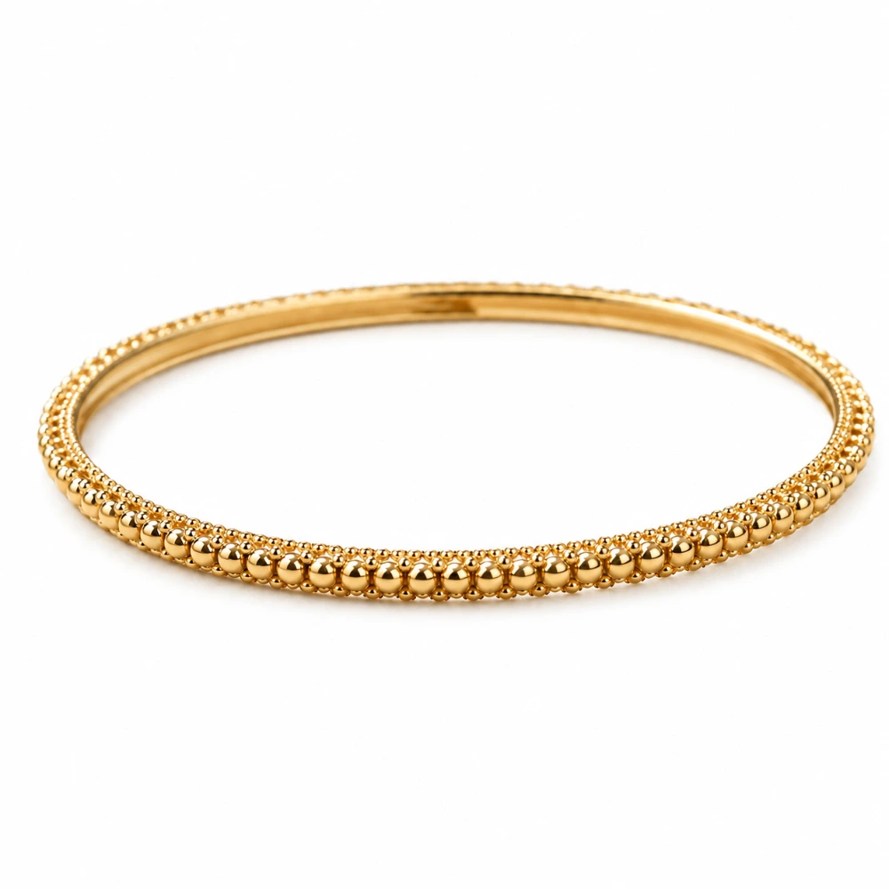 The Beaded Bangle — Bangle bulir 3,2 mm · Tanpa batu · Emas 18K